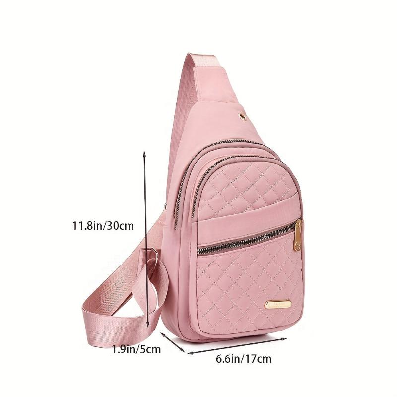 Quilted Sling Crossbody Bag with Earphone Hole