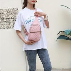 Quilted Sling Crossbody Bag with Earphone Hole