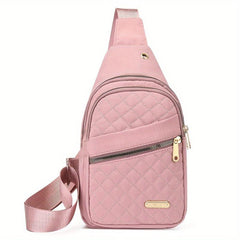 Quilted Sling Crossbody Bag with Earphone Hole