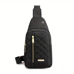 Casual Crossbody Bag Solid Chest Bag For Sports With Zipper