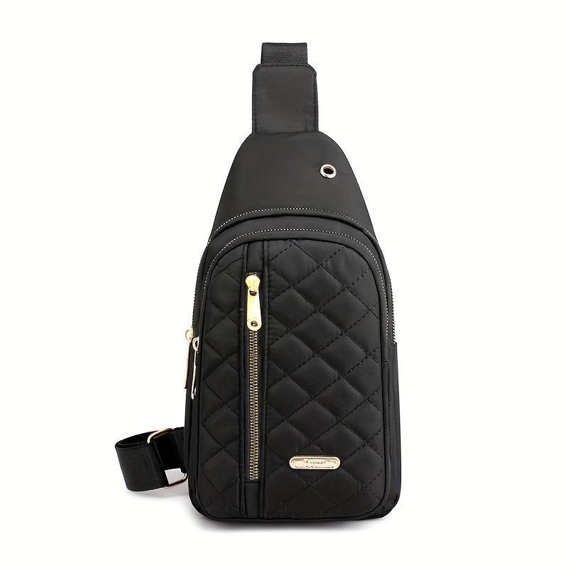 Casual Crossbody Bag Solid Chest Bag For Sports With Zipper