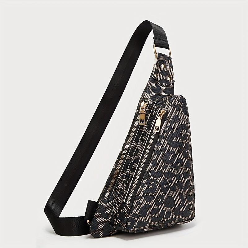 Leopard Pattern Sling Bag Women's Chest Bag PU Leather Crossbody Purse