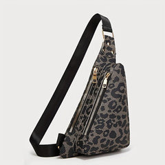 Leopard Pattern Sling Bag Women's Chest Bag PU Leather Crossbody Purse