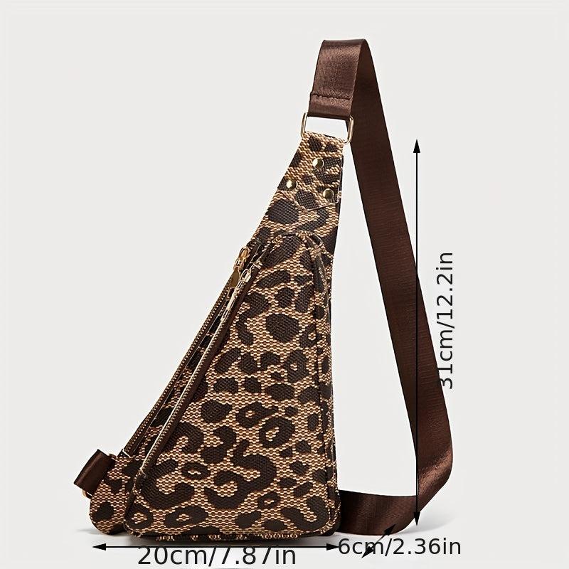 Leopard Pattern Sling Bag Women's Chest Bag PU Leather Crossbody Purse