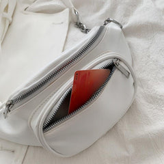 Chain Waist Bag PU Leather Crossbody Purse