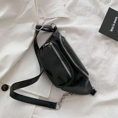 Chain Waist Bag PU Leather Crossbody Purse