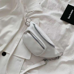 Chain Waist Bag PU Leather Crossbody Purse