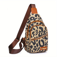 Leopard Print Sling Bag Women's Zipper Front Chest Bag