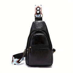 Retro Style Sling Backpack Oil Wax Leather Crossbody Bag