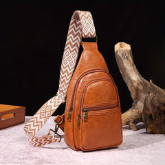 Retro Style Sling Backpack Oil Wax Leather Crossbody Bag