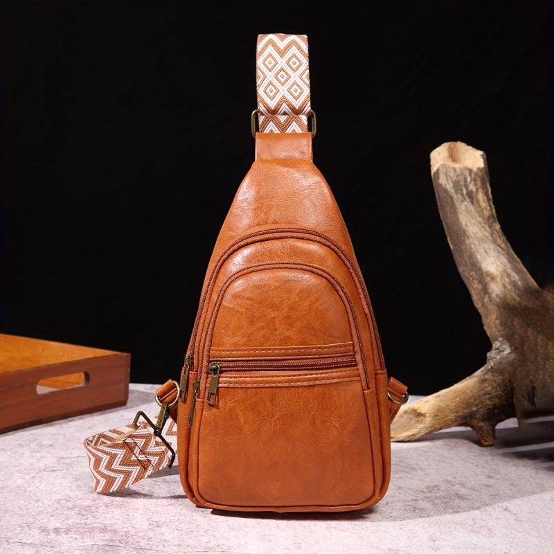 Retro Style Sling Backpack Oil Wax Leather Crossbody Bag