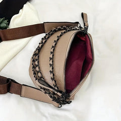 Crocodile Embossed Fanny Pack Chain Crossbody Bag