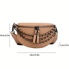 Crocodile Embossed Fanny Pack Chain Crossbody Bag