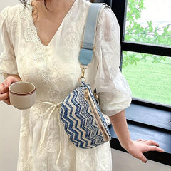 Vintage Striped Woven Chest Bag Boho Crossbody Bag & Purse For Women