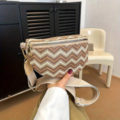 Vintage Striped Woven Chest Bag Boho Crossbody Bag & Purse For Women