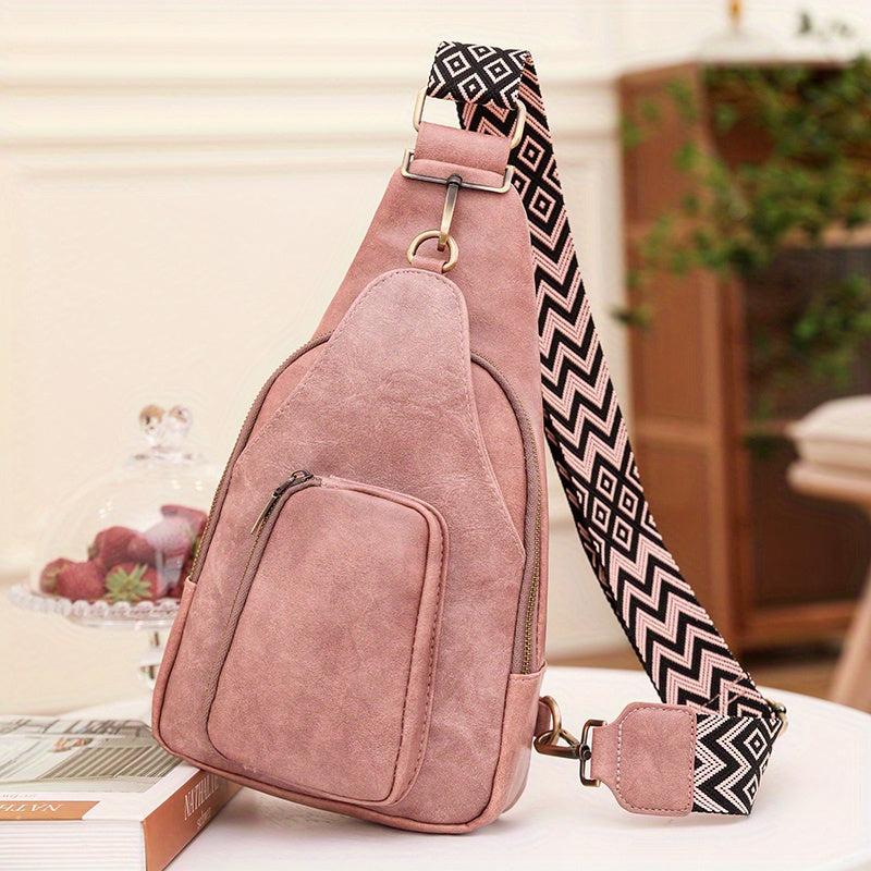Stylish Sling Bag PU Leather Crossbody Purse Adjustable Strap Women's Chest Bag