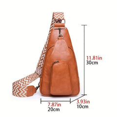 Stylish Sling Bag PU Leather Crossbody Purse Adjustable Strap Women's Chest Bag
