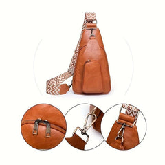 Stylish Sling Bag PU Leather Crossbody Purse Adjustable Strap Women's Chest Bag