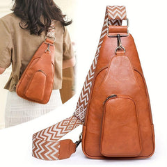 Stylish Sling Bag PU Leather Crossbody Purse Adjustable Strap Women's Chest Bag