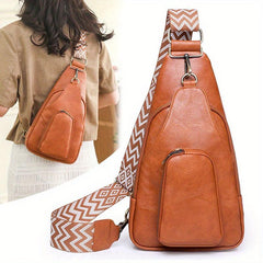 Stylish Sling Bag PU Leather Crossbody Purse Adjustable Strap Women's Chest Bag