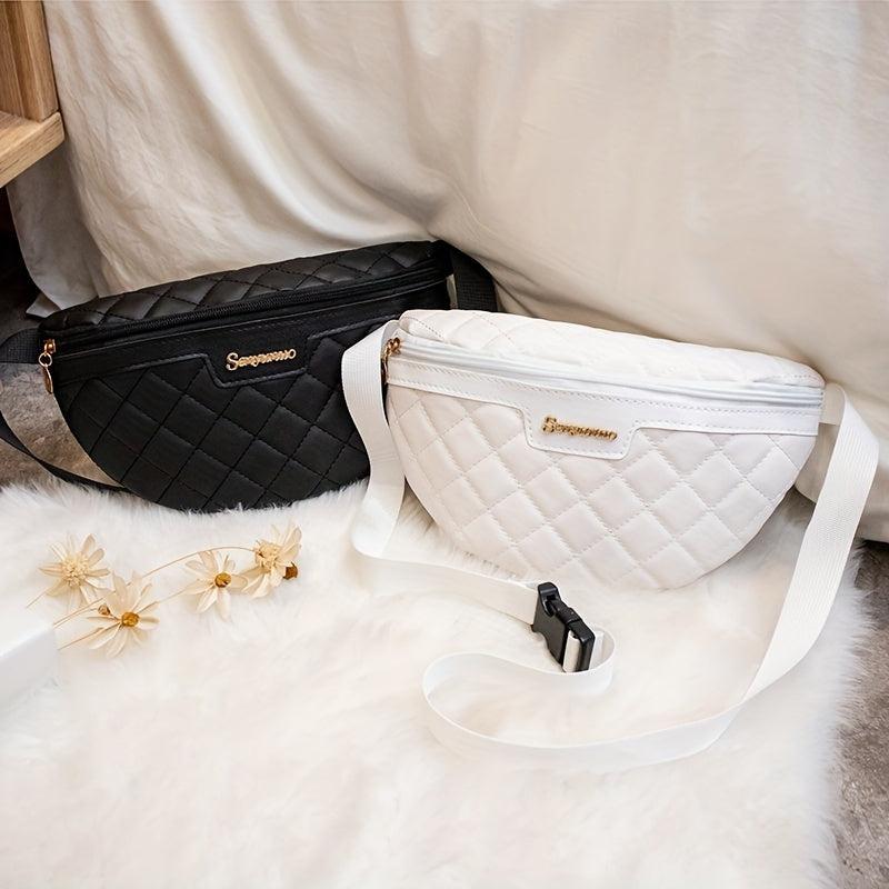 Quilted Detail Chest Bag Zipper Crossbody Waist Bag