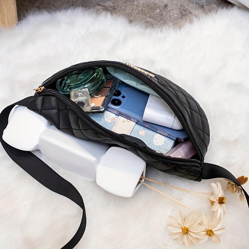 Quilted Detail Chest Bag Zipper Crossbody Waist Bag