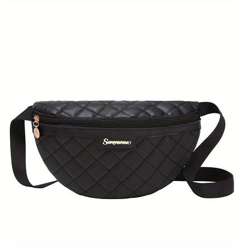 Quilted Detail Chest Bag Zipper Crossbody Waist Bag