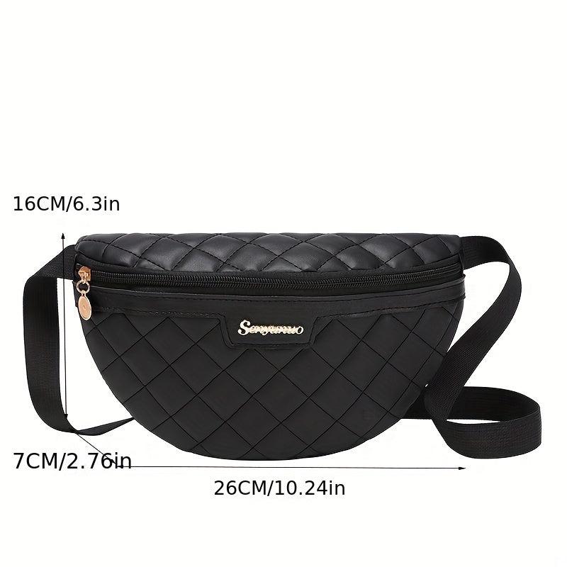 Quilted Detail Chest Bag Zipper Crossbody Waist Bag