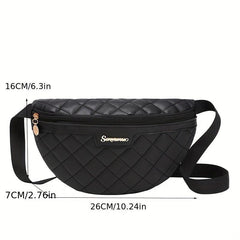 Quilted Detail Chest Bag Zipper Crossbody Waist Bag