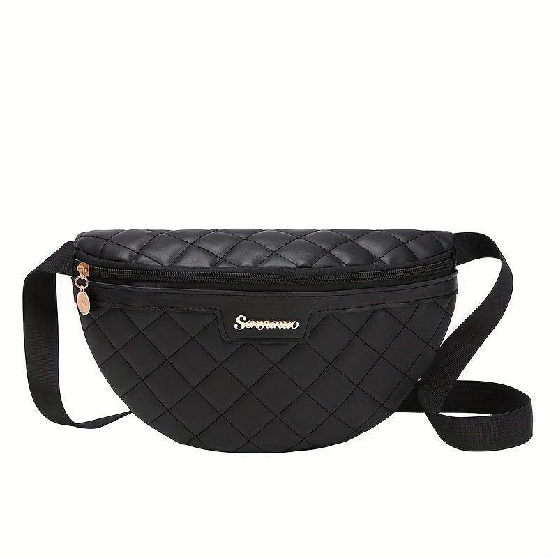 Quilted Detail Chest Bag Zipper Crossbody Waist Bag