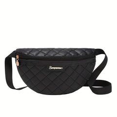 Quilted Detail Chest Bag Zipper Crossbody Waist Bag