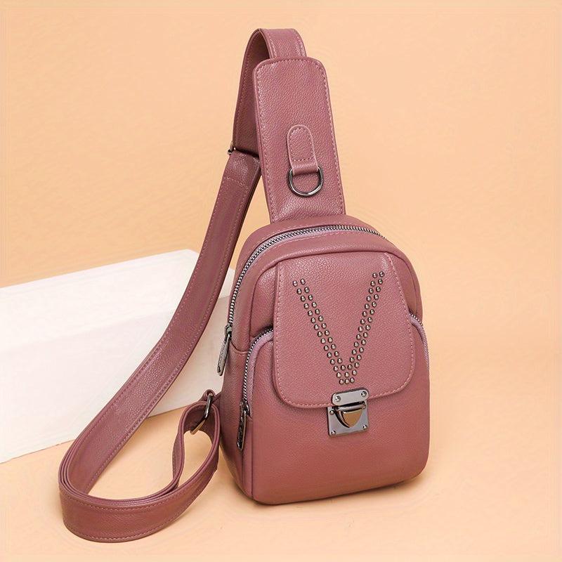 Studded Decor Crossbody Bag Women's Sports Chest Purse