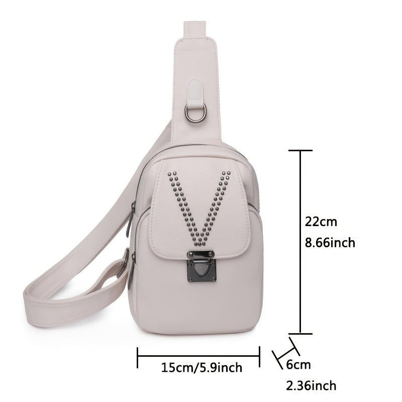 Studded Decor Crossbody Bag Women's Sports Chest Purse