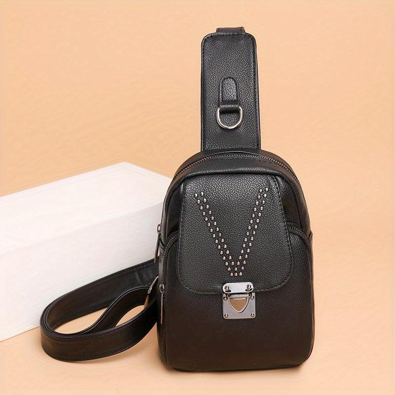 Studded Decor Crossbody Bag Women's Sports Chest Purse