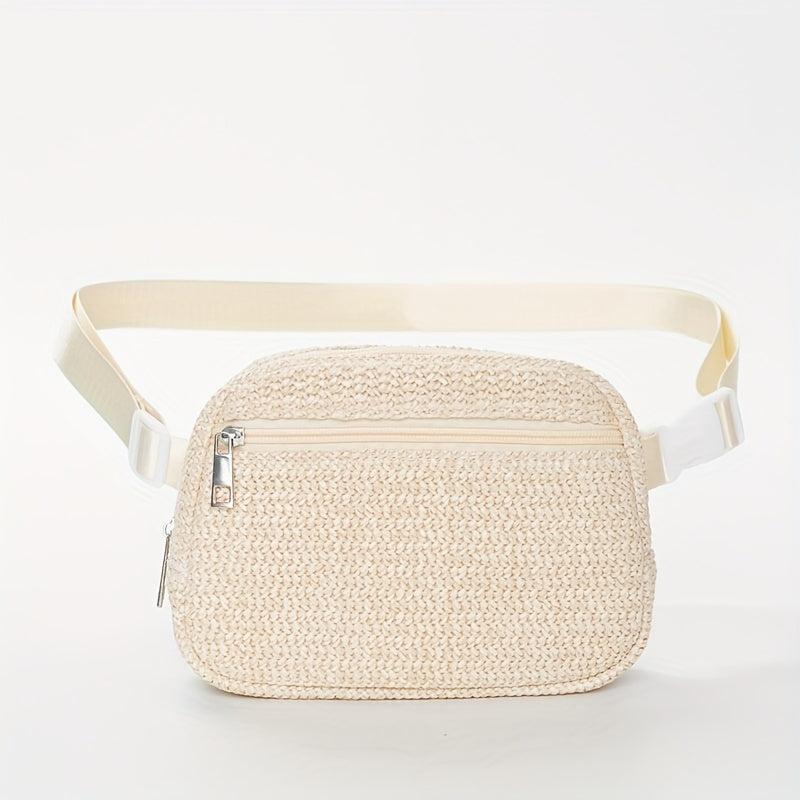 Straw Woven Summer Chest Bag Braided Crossbody Fanny Pack