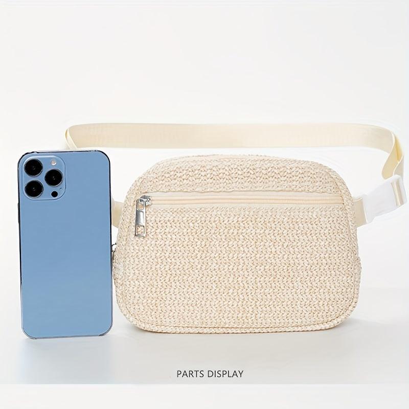 Straw Woven Summer Chest Bag Braided Crossbody Fanny Pack