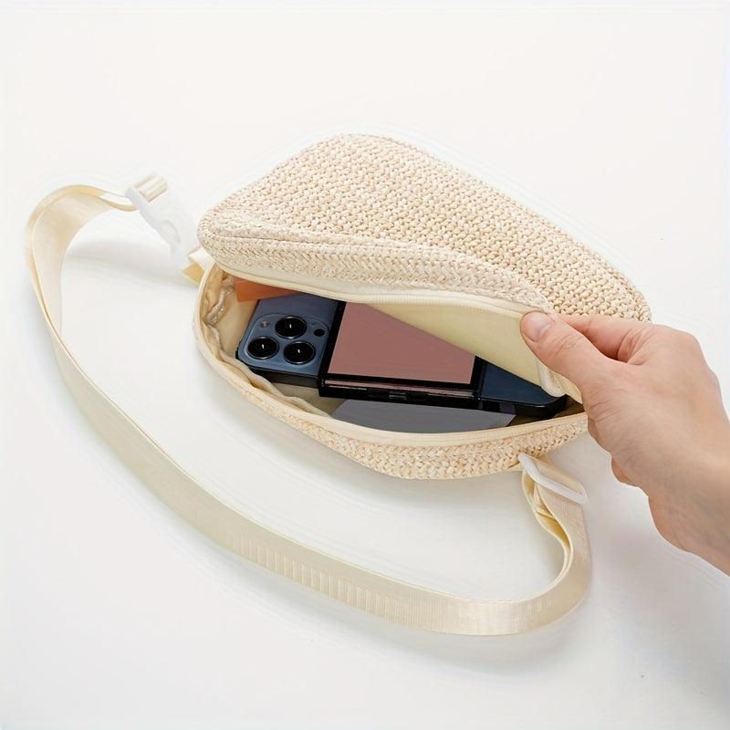 Straw Woven Summer Chest Bag Braided Crossbody Fanny Pack
