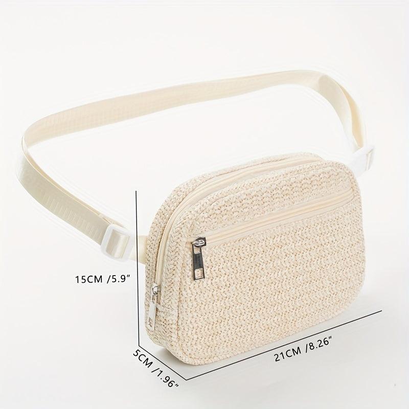 Straw Woven Summer Chest Bag Braided Crossbody Fanny Pack