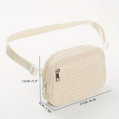 Straw Woven Summer Chest Bag Braided Crossbody Fanny Pack