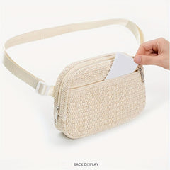 Straw Woven Summer Chest Bag Braided Crossbody Fanny Pack