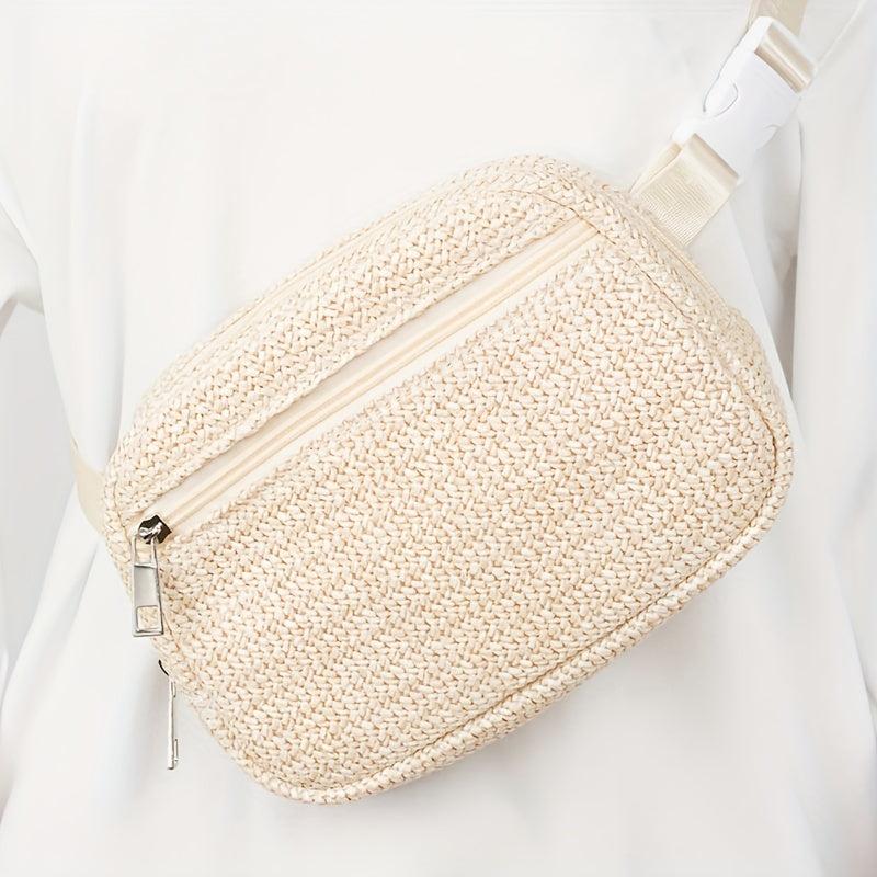 Straw Woven Summer Chest Bag Braided Crossbody Fanny Pack