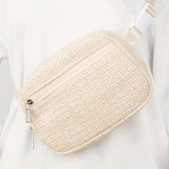 Straw Woven Summer Chest Bag Braided Crossbody Fanny Pack