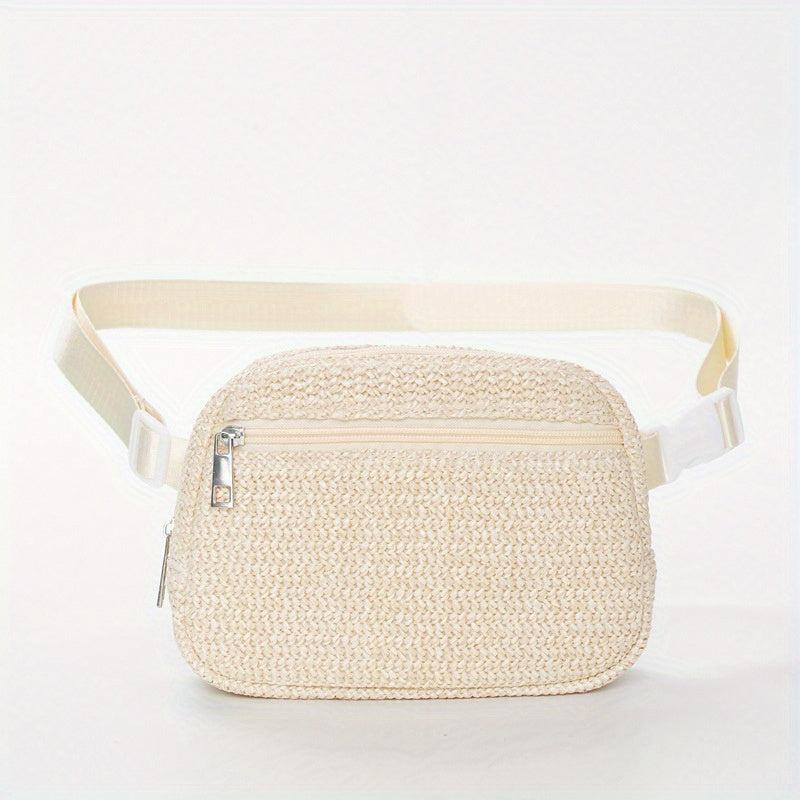 Straw Woven Summer Chest Bag Braided Crossbody Fanny Pack