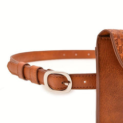 Plaid Saddle Cell Phone Holder Flap Bag PU Leather Fanny Pack