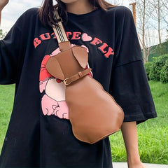 Doggy Shape Sling Backpack Cartoon Crossbody Bag Creative PU Leather Chest Bag