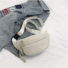 Solid Waist Bags Canvas Lightweight Shoulder Bag Street Casual Fanny Pack