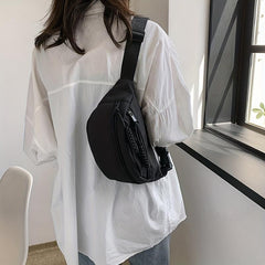 Solid Waist Bags Canvas Lightweight Shoulder Bag Street Casual Fanny Pack