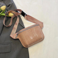 Vintage Crocodile Pattern Chest Bag Retro Crossbody Sling Bag