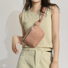 Vintage Crocodile Pattern Chest Bag Retro Crossbody Sling Bag