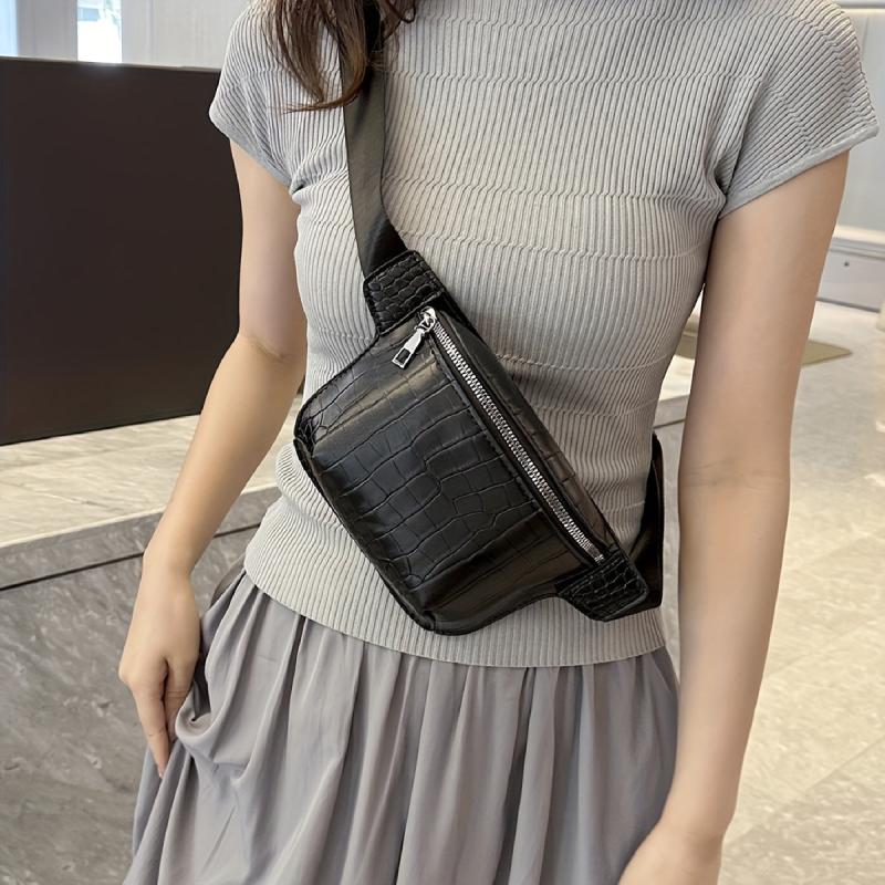 Vintage Crocodile Pattern Chest Bag Retro Crossbody Sling Bag